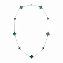 Collar Flores Inspirado Van C Largo Piedras Naturales Plata .925 con Rodio