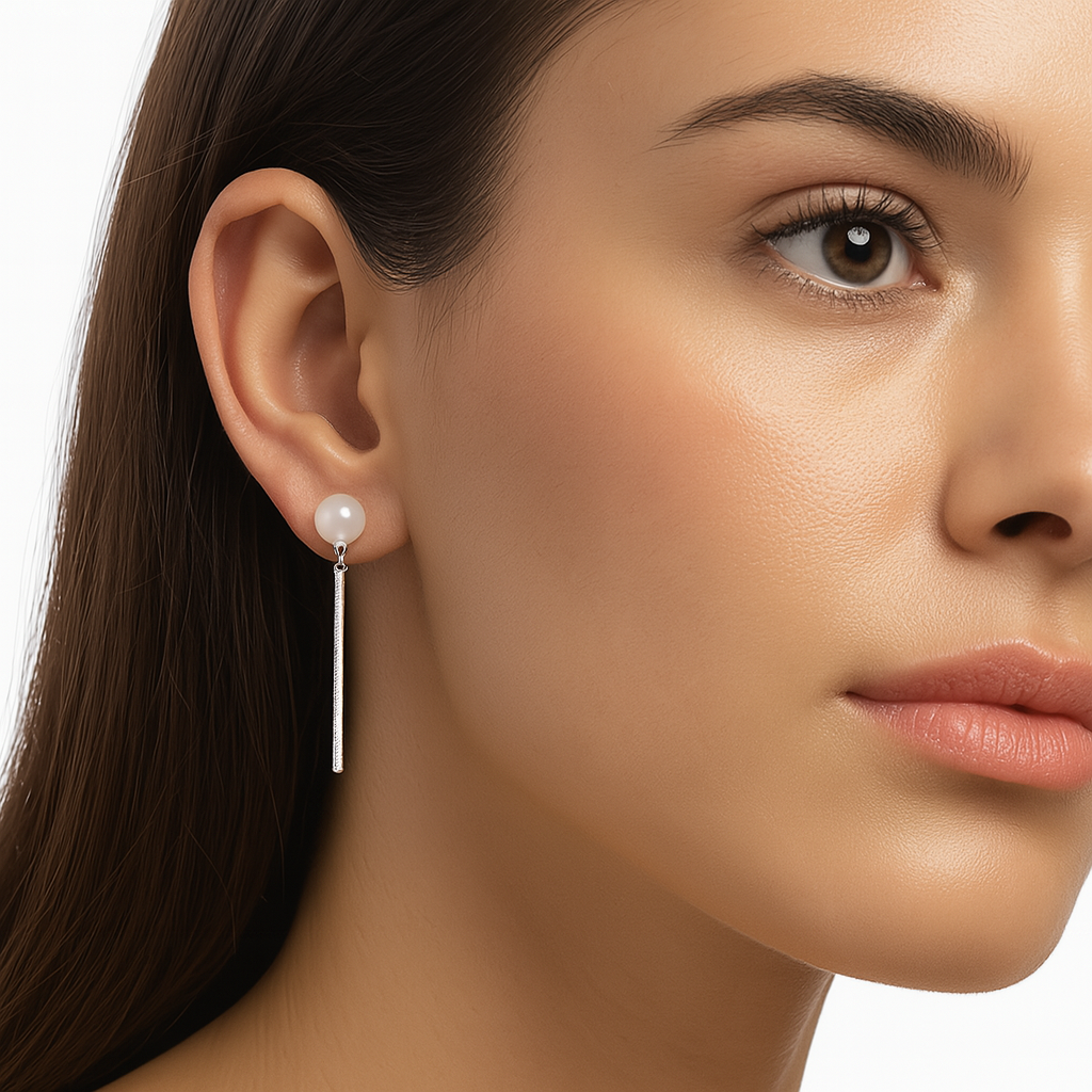 Arete perla Plata .925