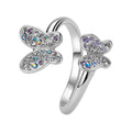 Anillo Doble Mariposa con Cristales Plata .925
