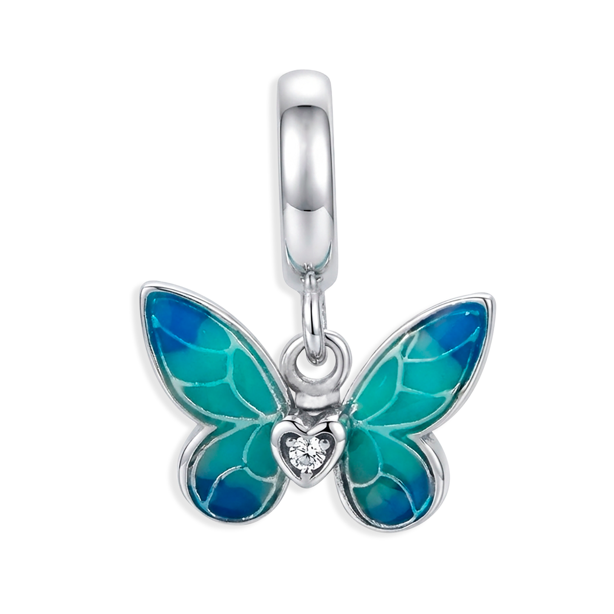 Charm Inspirado Pan 1:1 Mariposa Esmaltada Plata .925