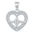 Dije de Corazon con Circonias y Nudo de Bruja de 2.5cm Plata .925