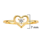 Anillo Corazon con Circonia en el Centro Oro 10K