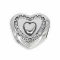 Charm Inspirado Pan 1:1 Corazón con Micro Circonias Plata .925