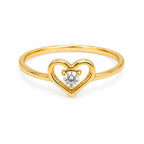Anillo Corazon con Circonia en el Centro Oro 10K