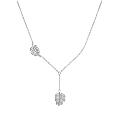 Collar Corbatero Hojas con Micro Circonias Plata .925 con Rodio