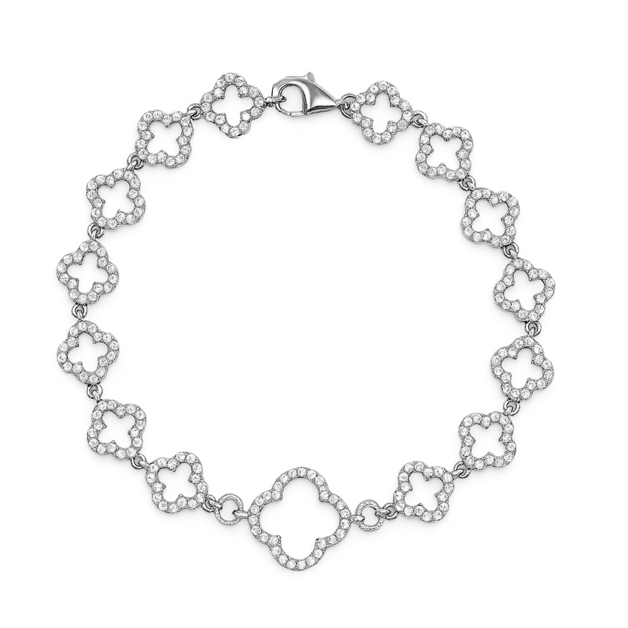 Pulsera Flor Inspirada Van C con Micro Circonias Plata .925 con Rodio