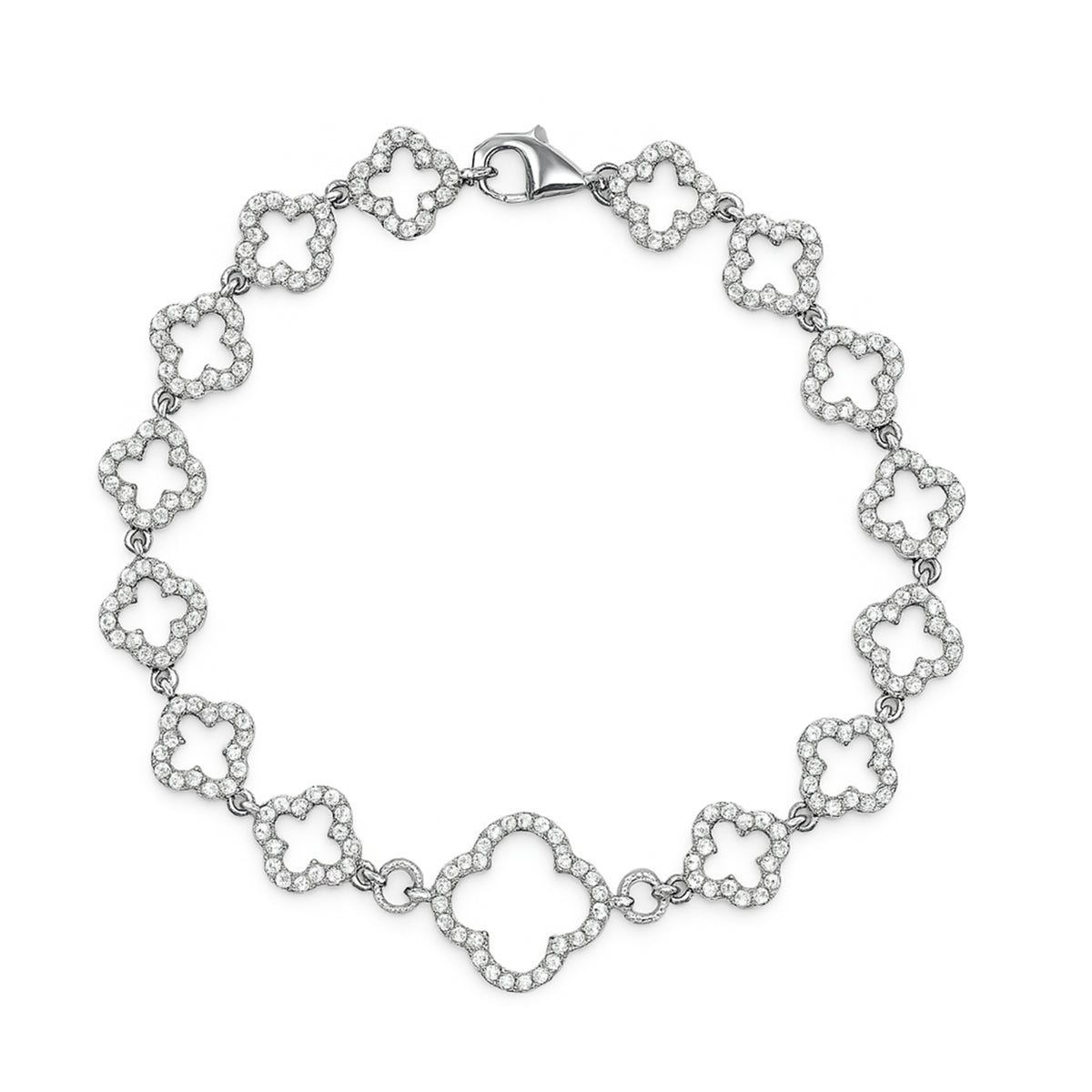 Pulsera Flor Inspirada Van C con Micro Circonias Plata .925 con Rodio