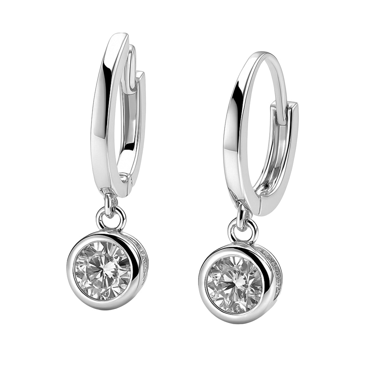 Arracada Huggies Circonia Colgante Plata .925