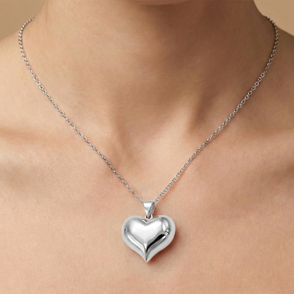 Dije de Corazón Bombeado 3.5cm Plata .925