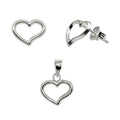 Juego Silueta de Corazón Liso Plata .925