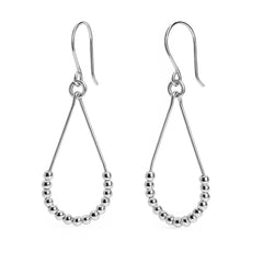 Arete Largo Estilo Gota con Bolitas Plata .925