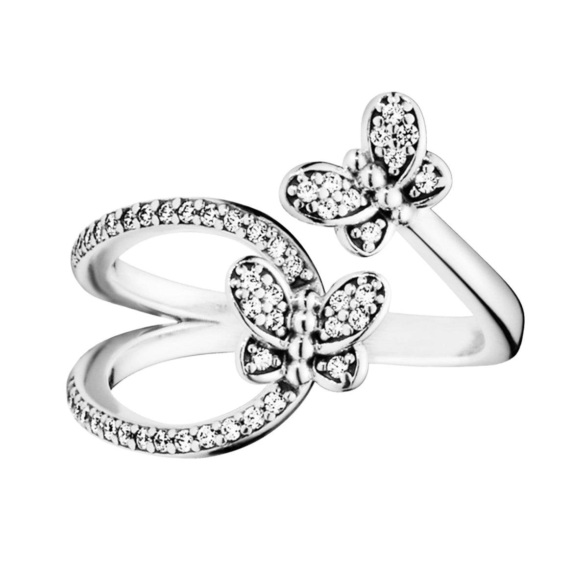Anillo Inspirado Pan 1:1 Mariposas con Circonias Plata .925