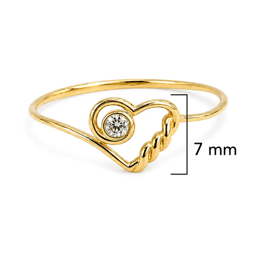 Anillo Corazon Trenzado con Circonia Oro 10K