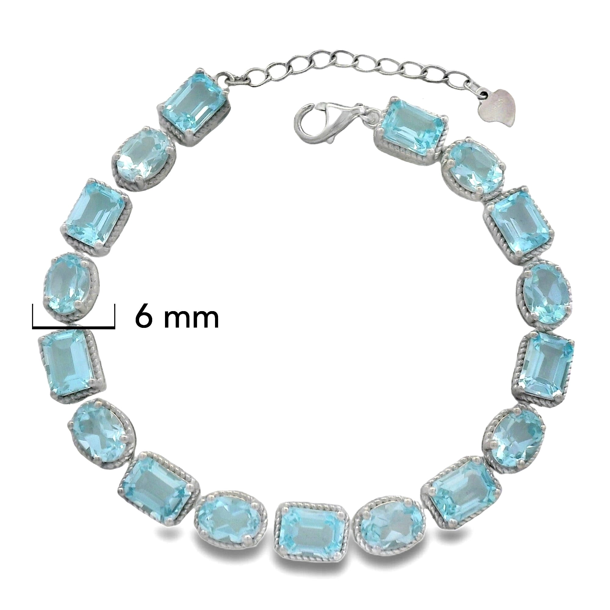 Pulsera Piedra Preciosa Topacio, Plata .925 con Baño de Rodio