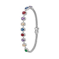 Pulsera Circonias en Forma Gota y Micro Circonias Plata .925 con Baño de Rodio