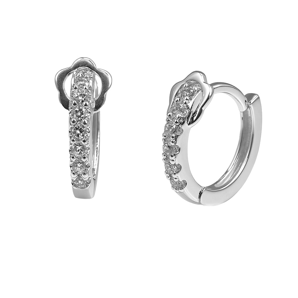 Arracada Huggies Flor Chica con Micro Circonias Plata .925