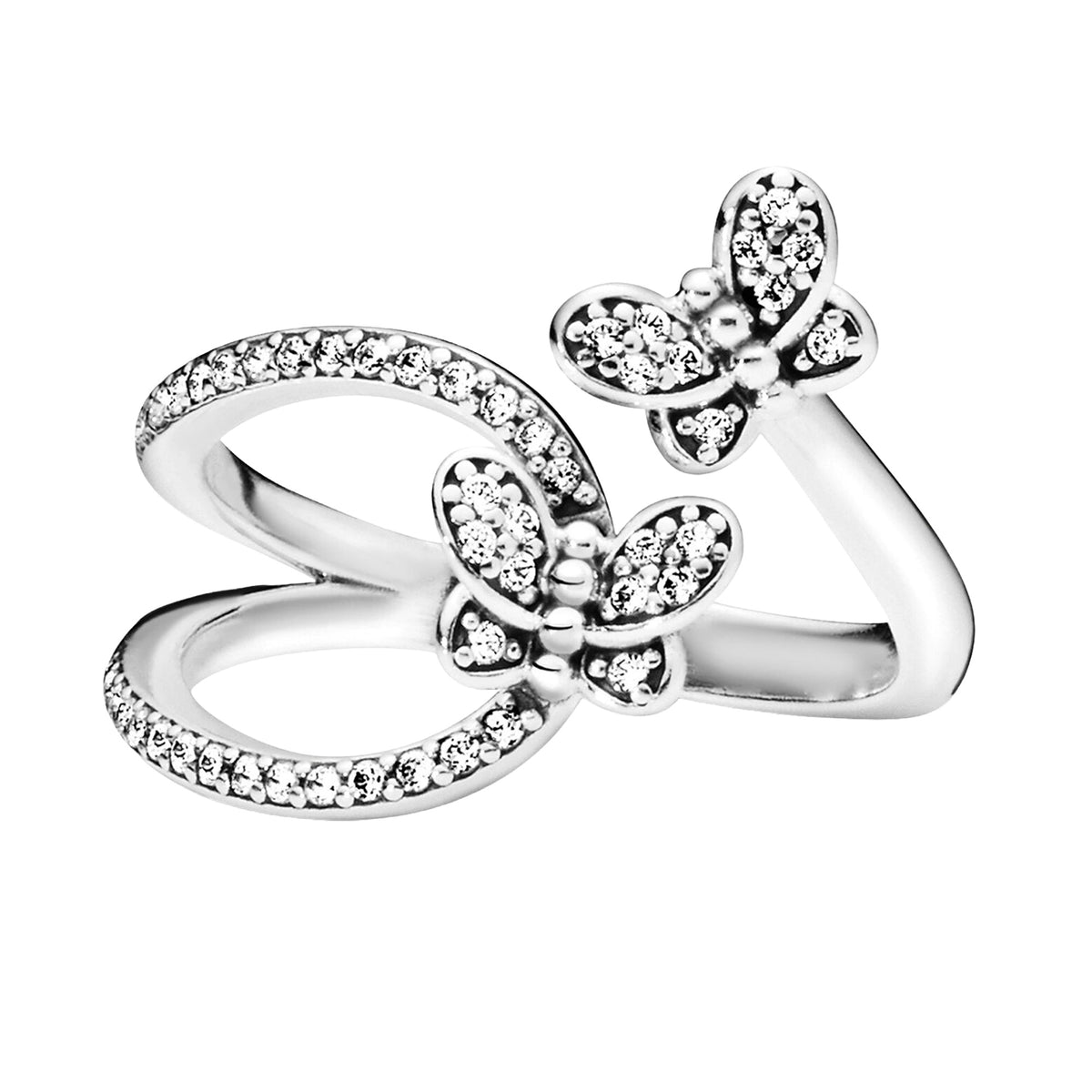 Anillo Inspirado Pan 1.1 Doble Mariposa con Circonias Plata .925