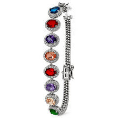 Pulsera Circonias en Forma Gota y Micro Circonias Plata .925 con Rodio