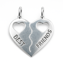 Dije Duo Corazón Partido Mejores Amigos Plata .925