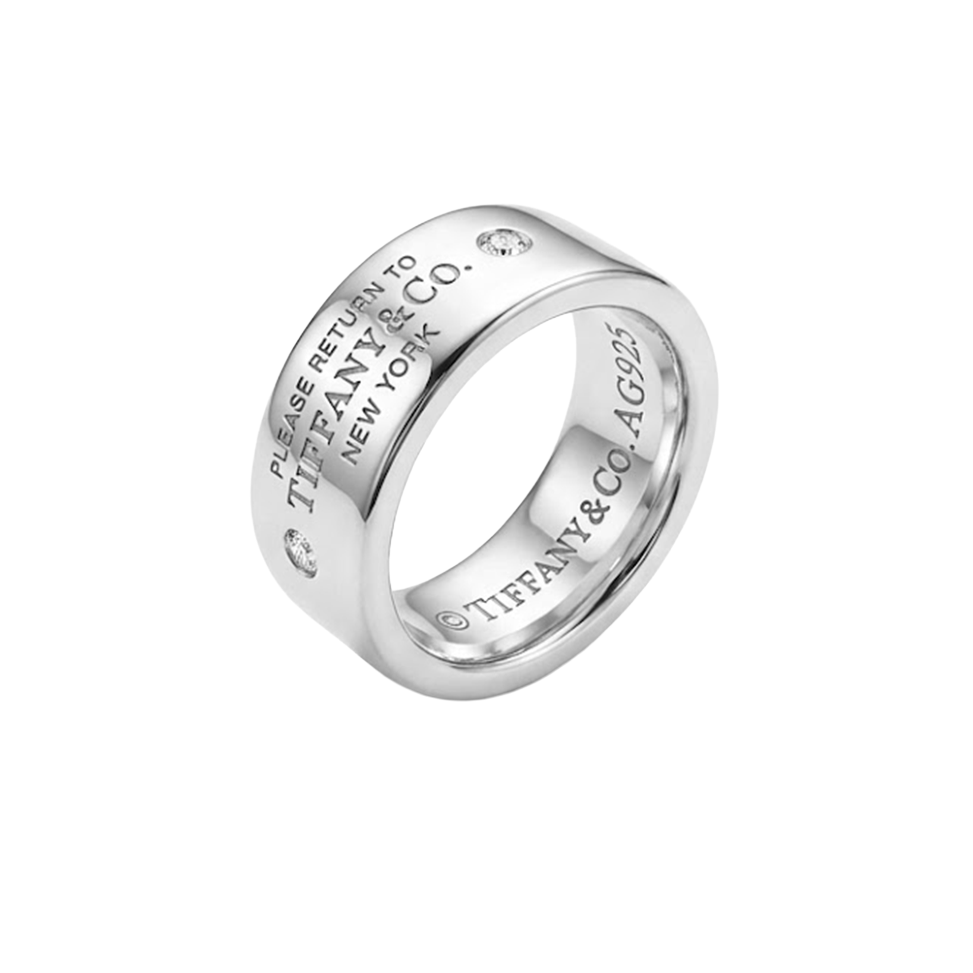 Anillo Inspirado Tiff Grabado con Circonias Plata .925 con Baño de Rodio