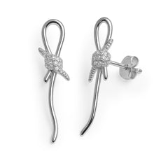 Arete Inspirado Tiff Nudo con circonias Plata .925 con Rodio