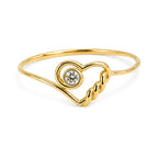 Anillo Corazon Trenzado con Circonia Oro 10K