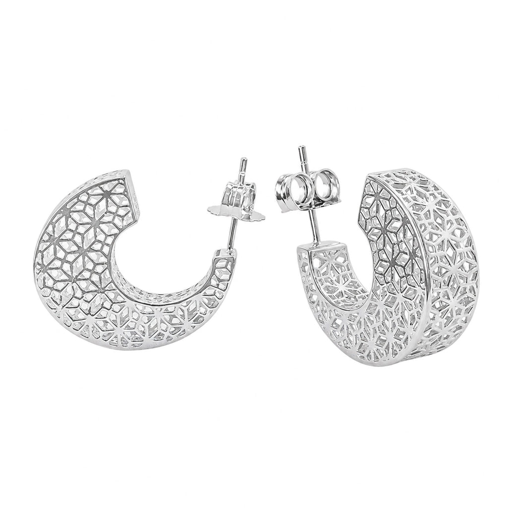 Arracada Filigrana Floral Coleccion Esencia Plata .925 con Baño de Rodio