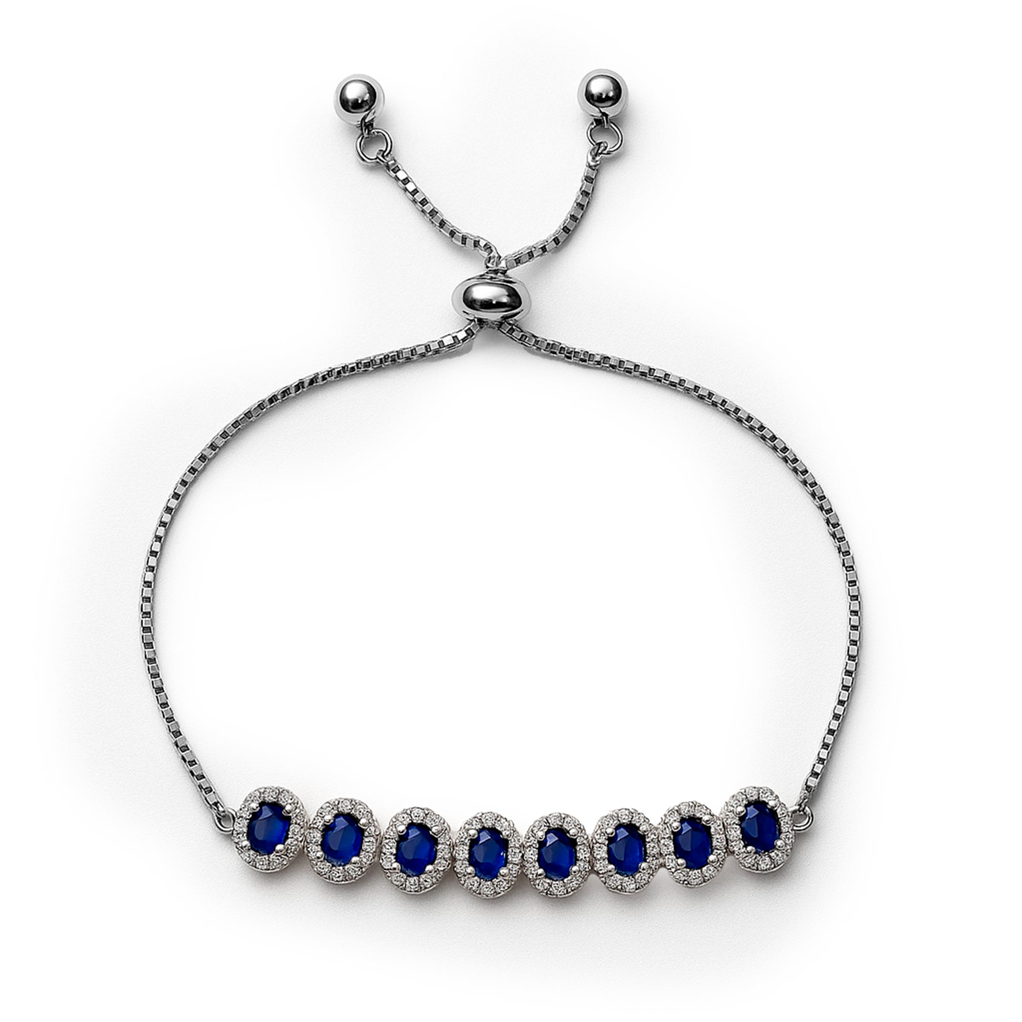 Pulsera Ajustable con Circonias y Micro Circonias Plata .925 con Rodio