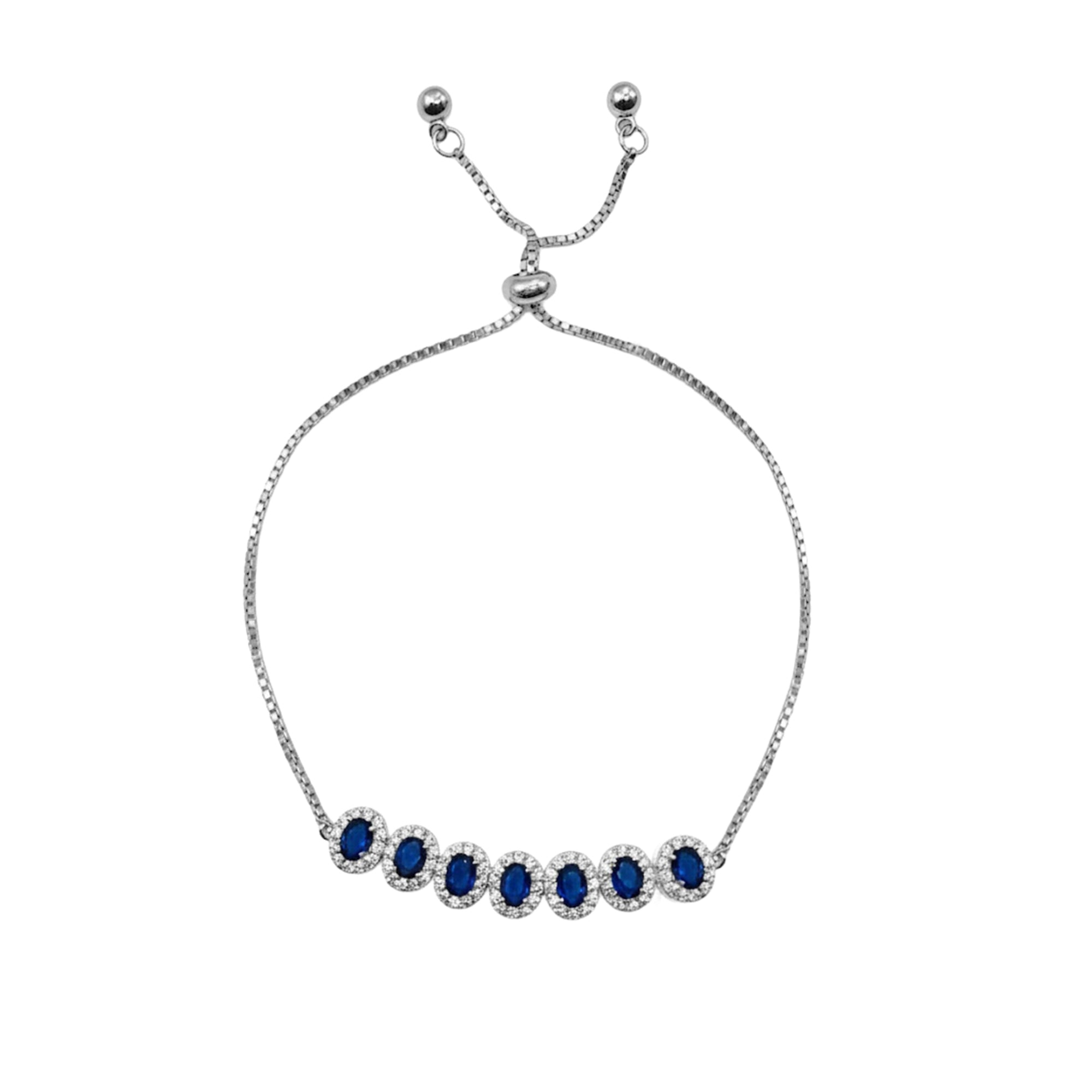 Pulsera Ajustable con Circonias y Micro Circonias Plata .925 con Baño de Rodio