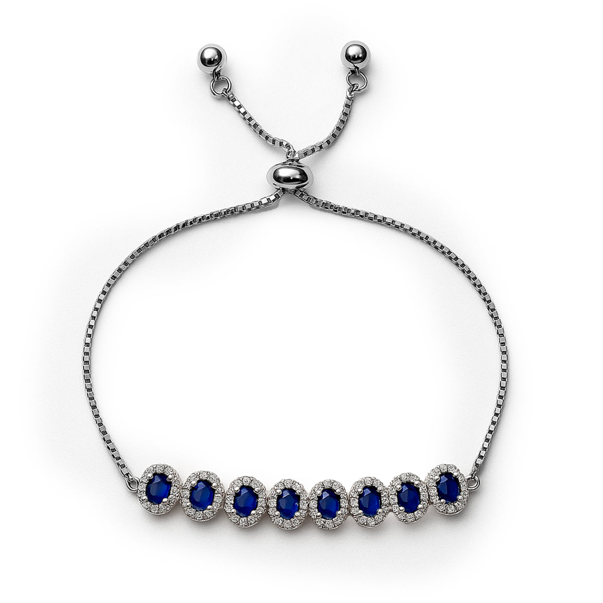 Pulsera Ajustable con Circonias y Micro Circonias Plata .925 con Rodio