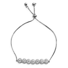 Pulsera Ajustable con Circonias y Micro Circonias Plata .925 con Rodio