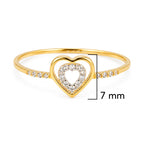 Anillo Doble Corazon con Circonias Oro 10K