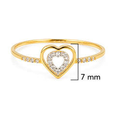 Anillo Doble Corazon con Circonias Oro 10K