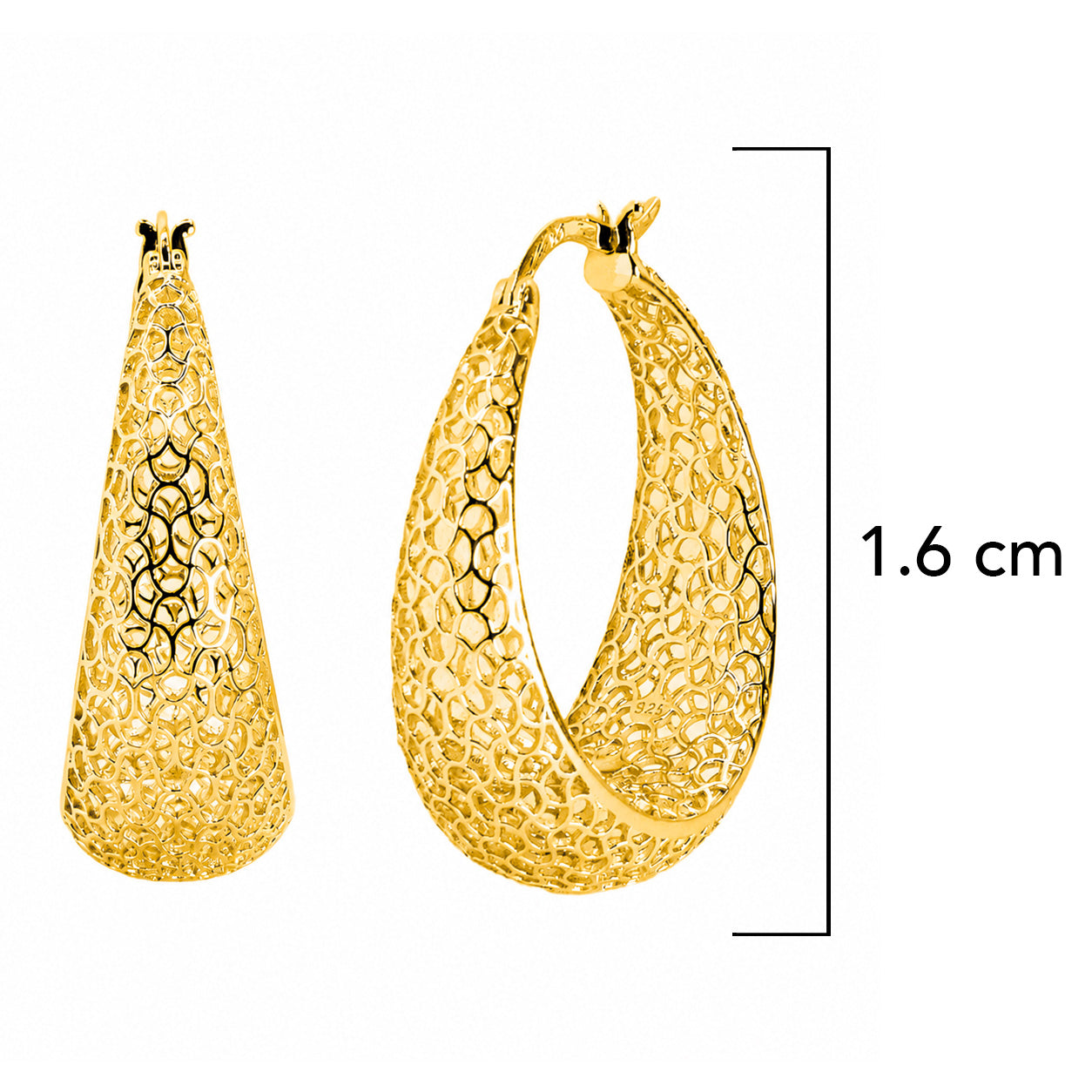 Arracada Filigrana Textura Colección Esencia Plata .925 Baño de Oro 18k