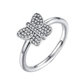 Anillo Inspirado Pan 1.1 Mariposa con Circonias Anilleta Lisa Plata .925