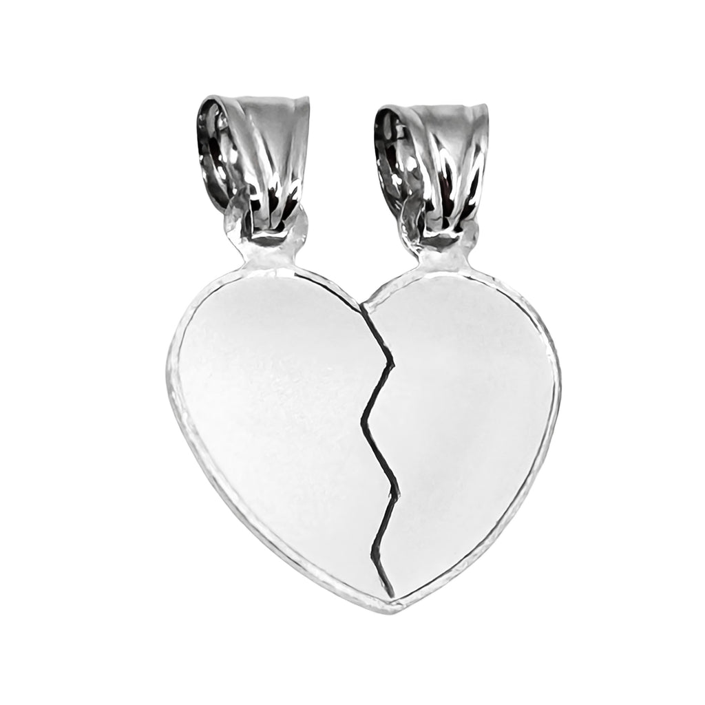 Dije Duo Corazón Partido Liso Plata .925