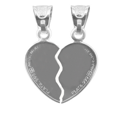 Dije Duo Corazón Partido Liso Plata .925