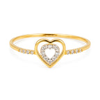 Anillo Doble Corazon con Circonias Oro 10K