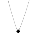 Collar Flor 1 cm Inspirado Van C Piedras Naturales Plata .925 con Baño de Rodio