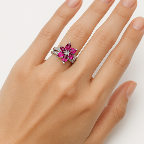 Anillo flor Plata .925