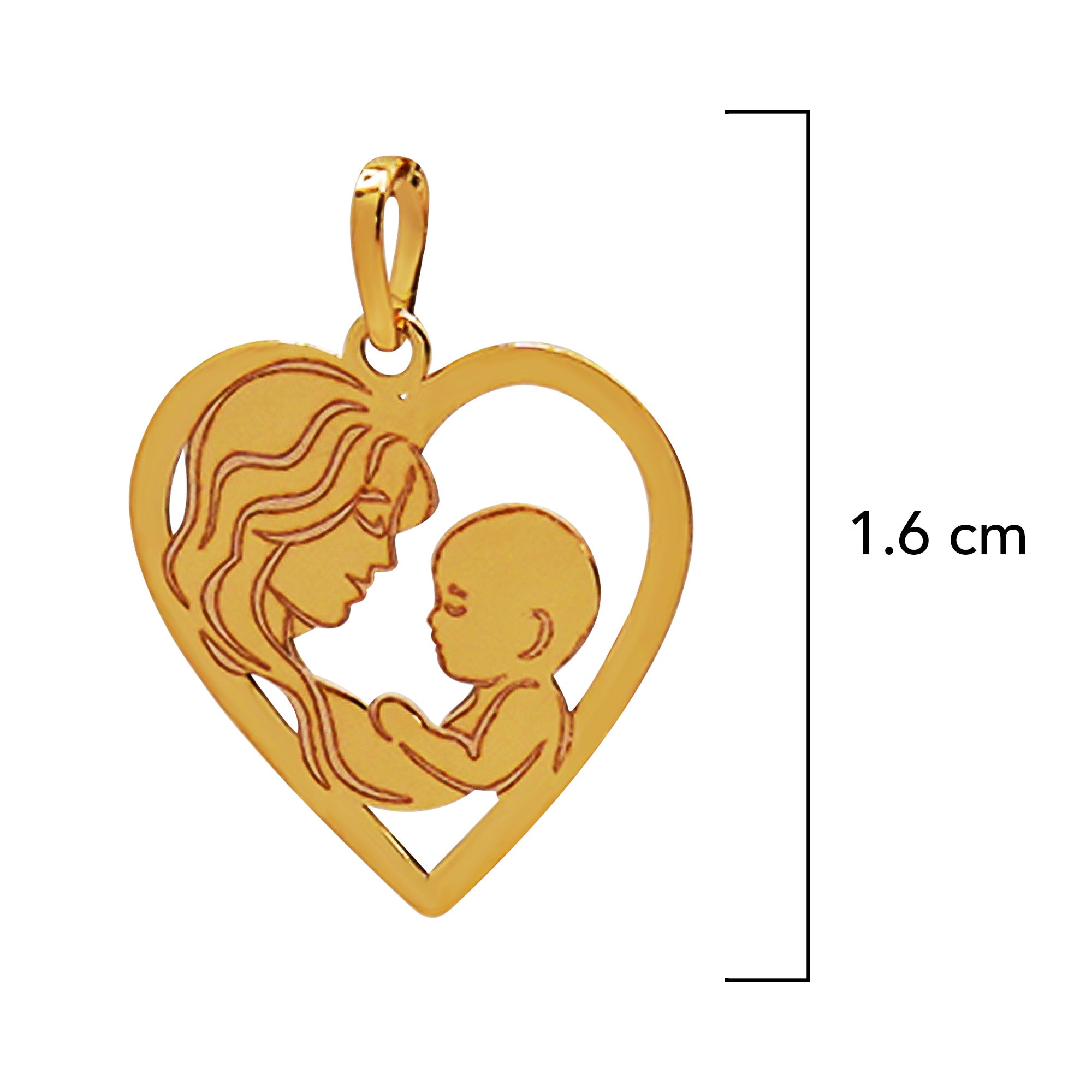 Dije Corazon Mamá con Bebé Oro 14K