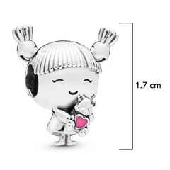 Charm Inspirado Pan 1:1 Niña con Colitas Plata .925