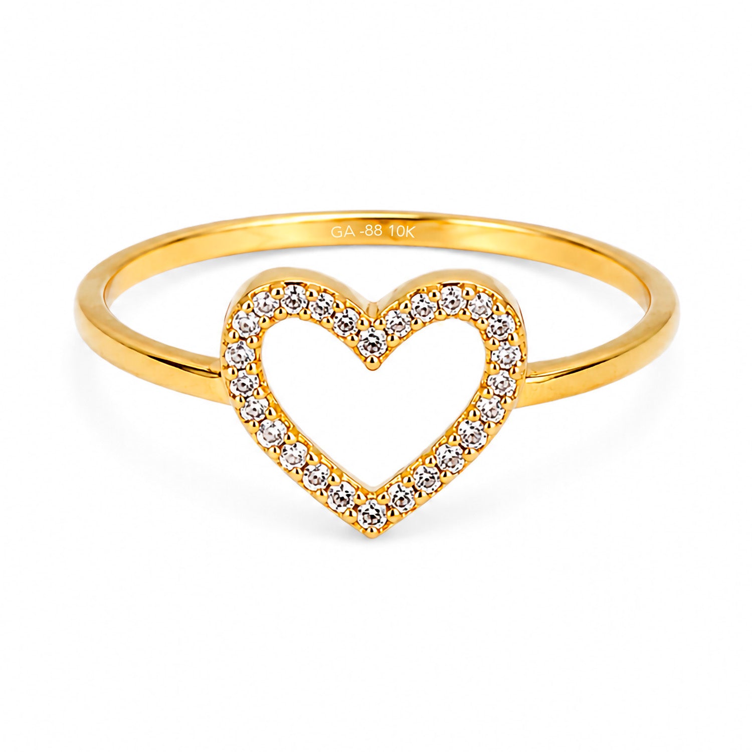 Anillo Silueta de Corazon con Micro Circonias Oro 10K