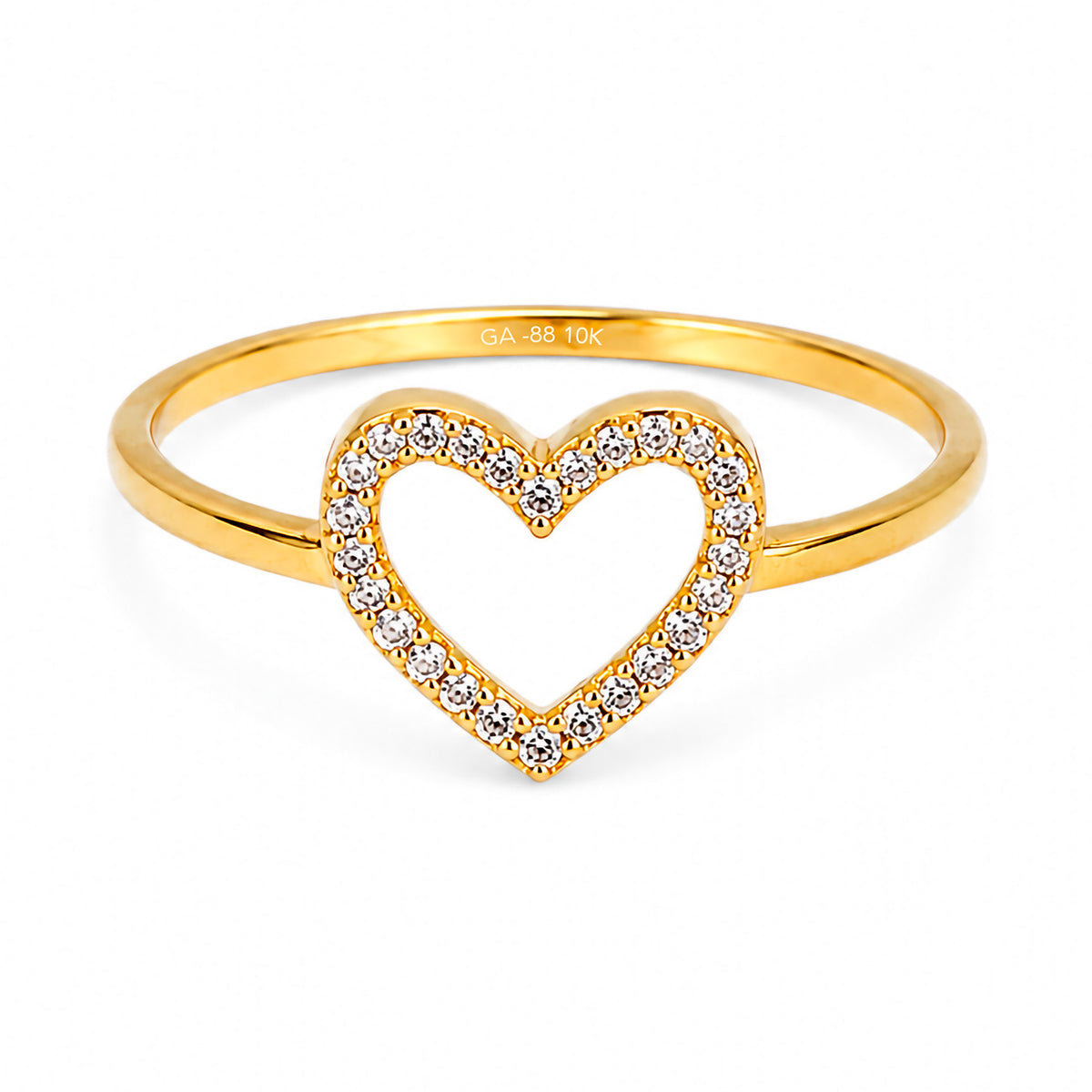 Anillo Silueta de Corazon con Micro Circonias Oro 10K