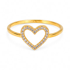 Anillo Silueta de Corazon con Micro Circonias Oro 10K
