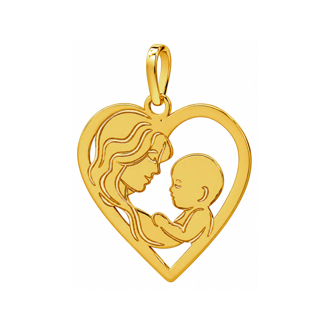 Dije Corazon Mamá con Bebé Oro 14K