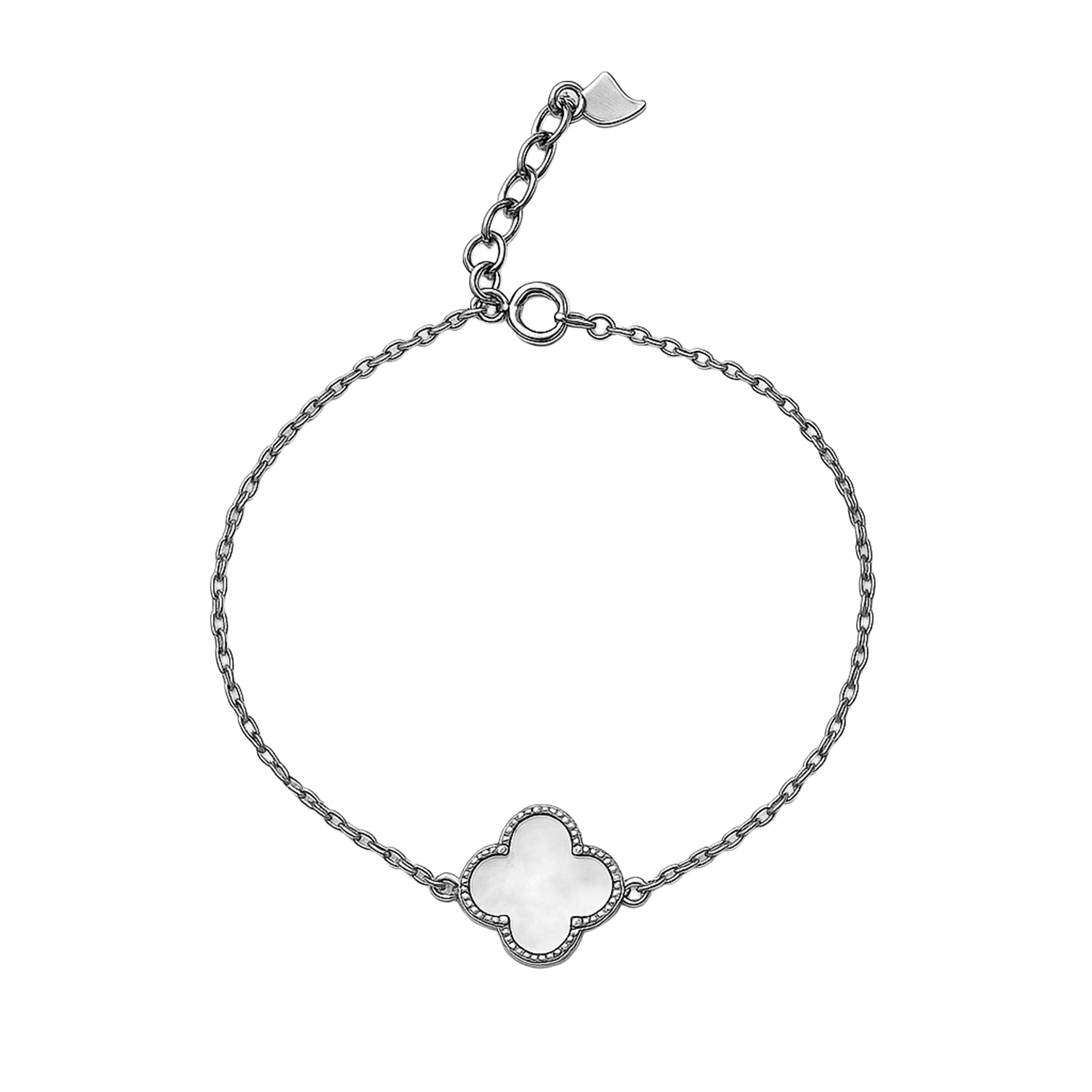 Pulsera Flor Inspirada Van C Madre Perla Plata .925