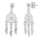 Arete Mediano Atrapa Sueños Calado Hecho a Mano Plata .925