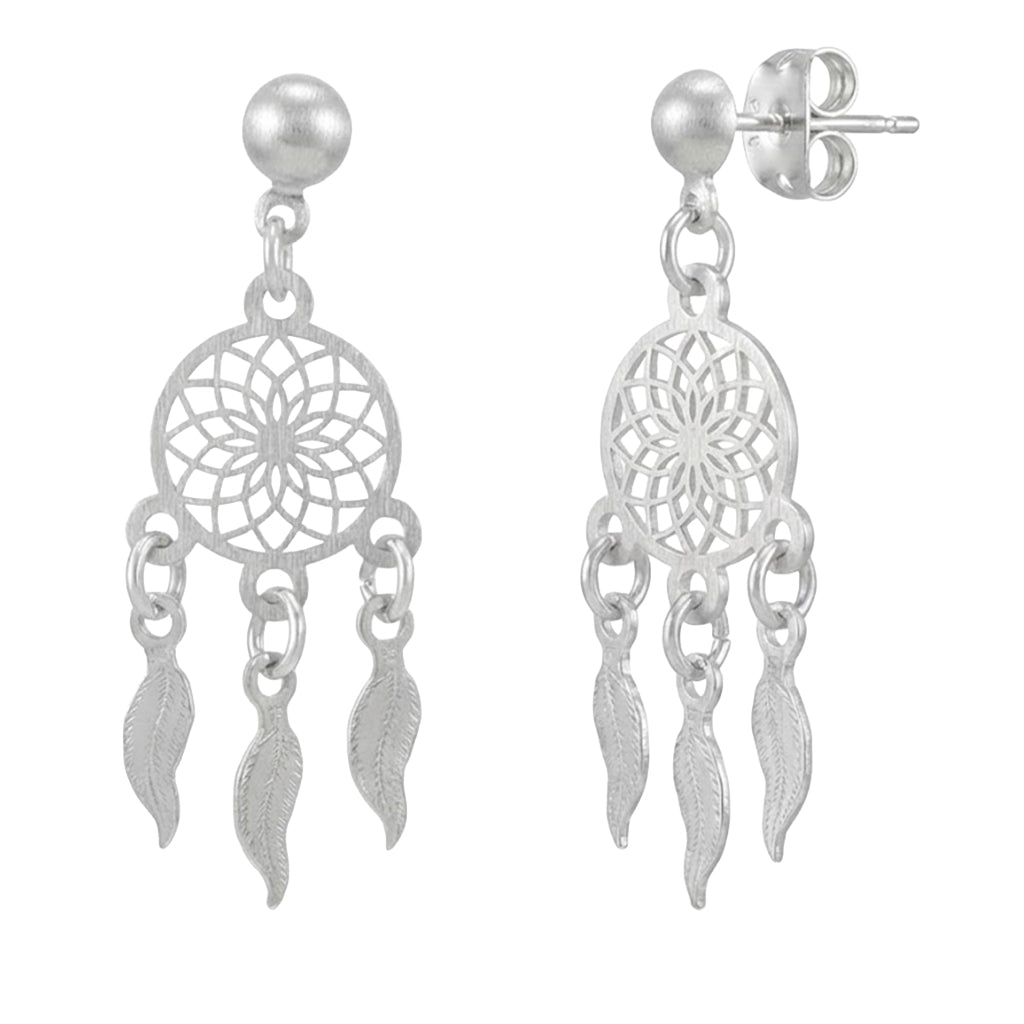 Arete Mediano Atrapa Sueños Calado Hecho a Mano Plata .925