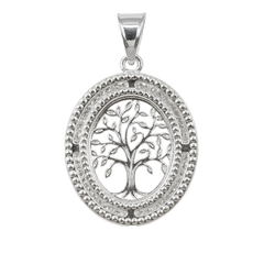 Dije Ovalado con Circonias de Árbol de la Vida Plata .925